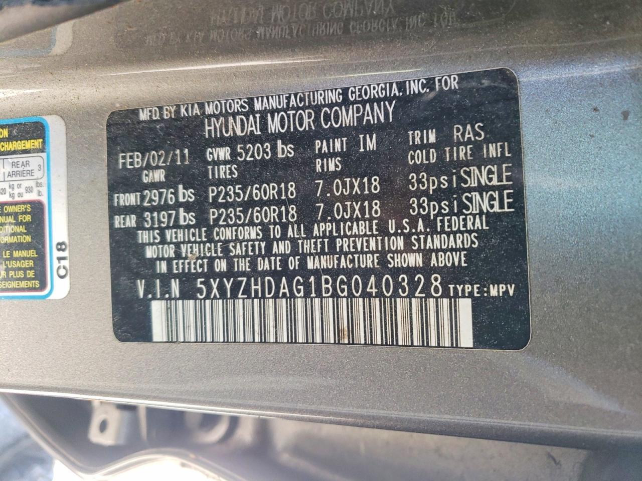 2011 HYUNDAI SANTA FE