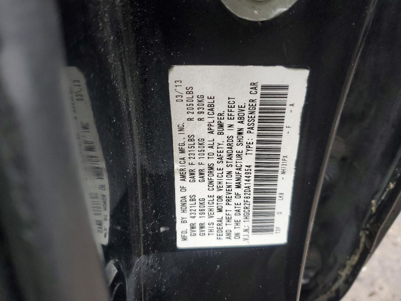 2013 HONDA ACCORD