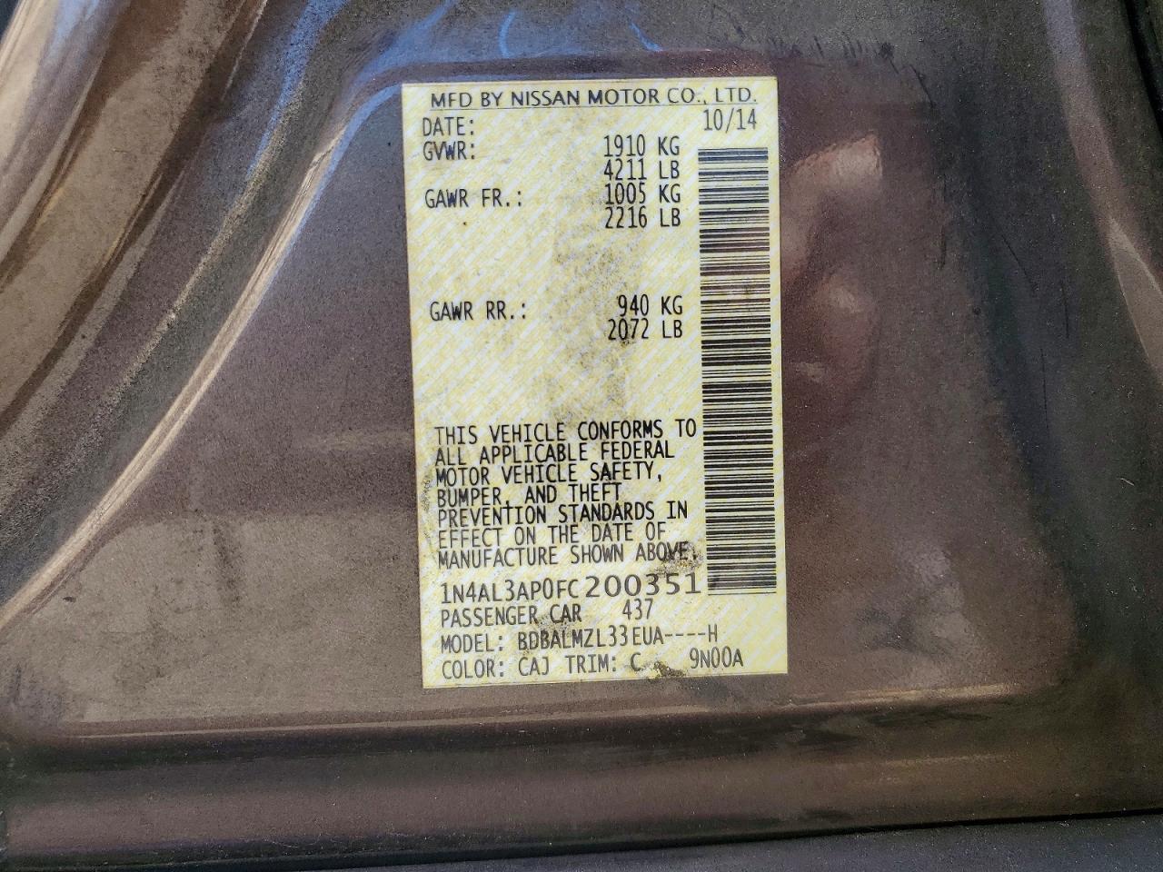 2015 NISSAN ALTIMA