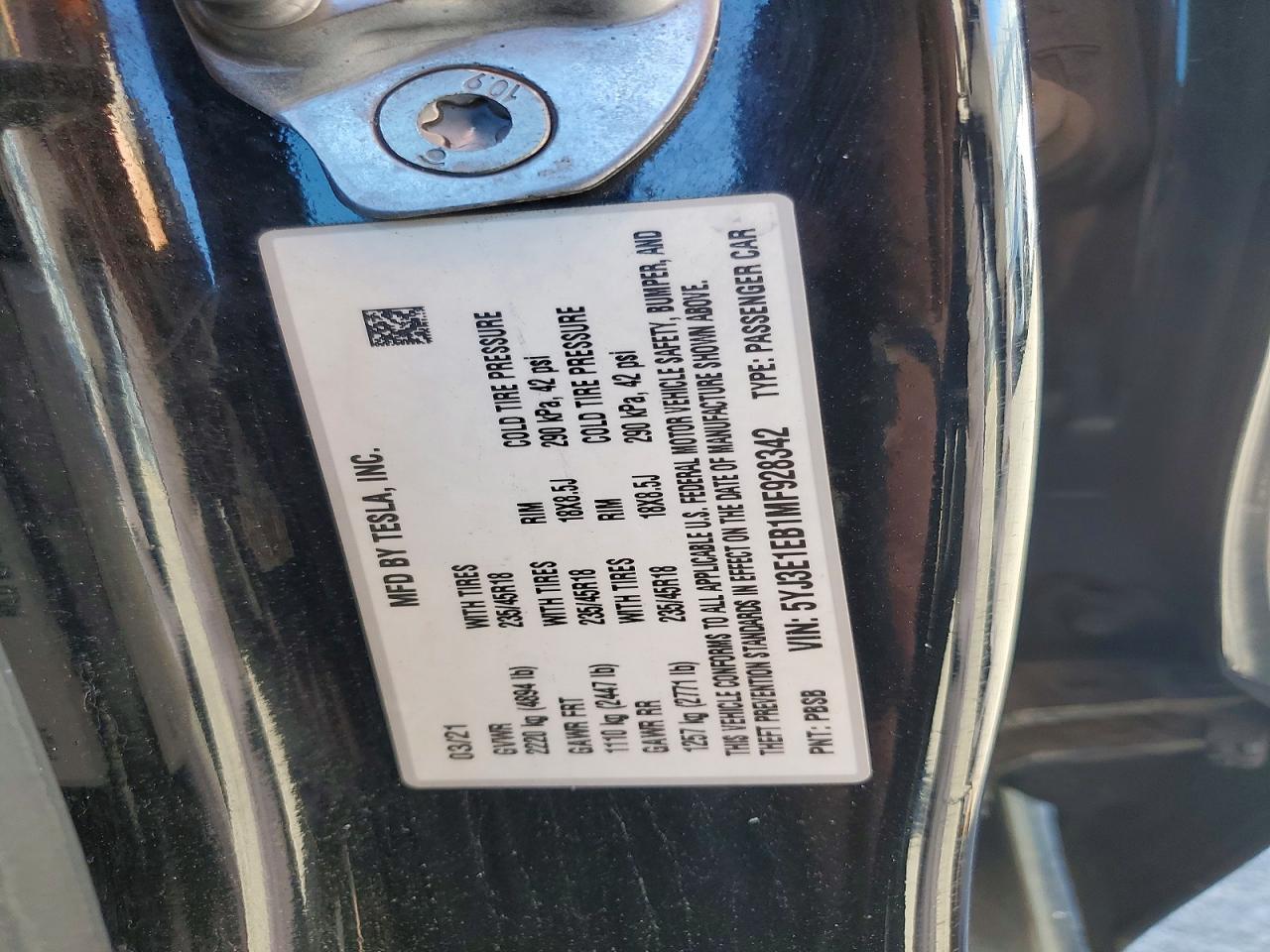 2021 TESLA MODEL 3