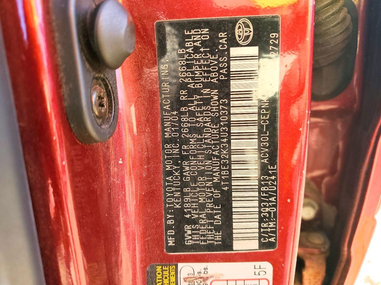 2004 TOYOTA CAMRY