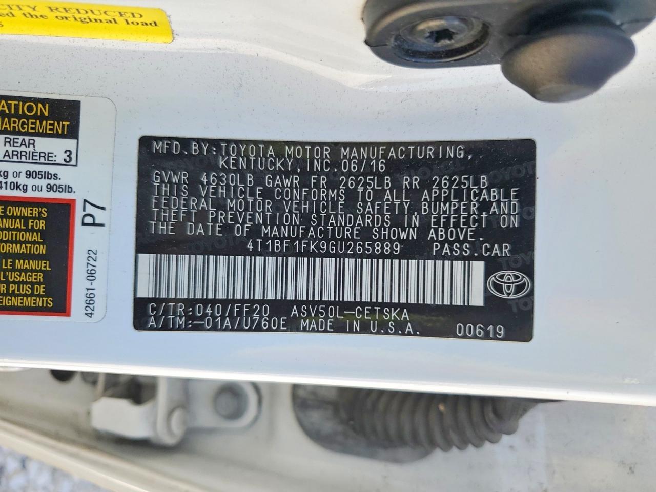 2016 TOYOTA CAMRY
