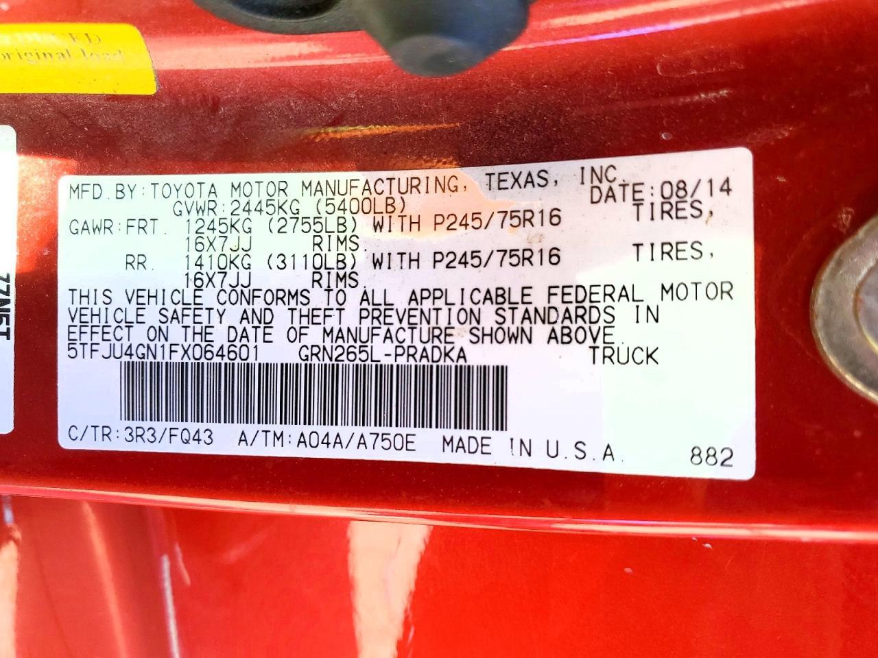 2015 Toyt Tacoma