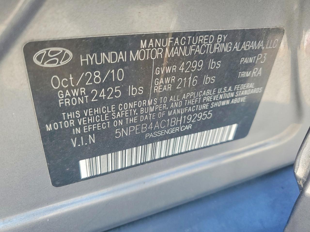 2011 HYUNDAI SONATA