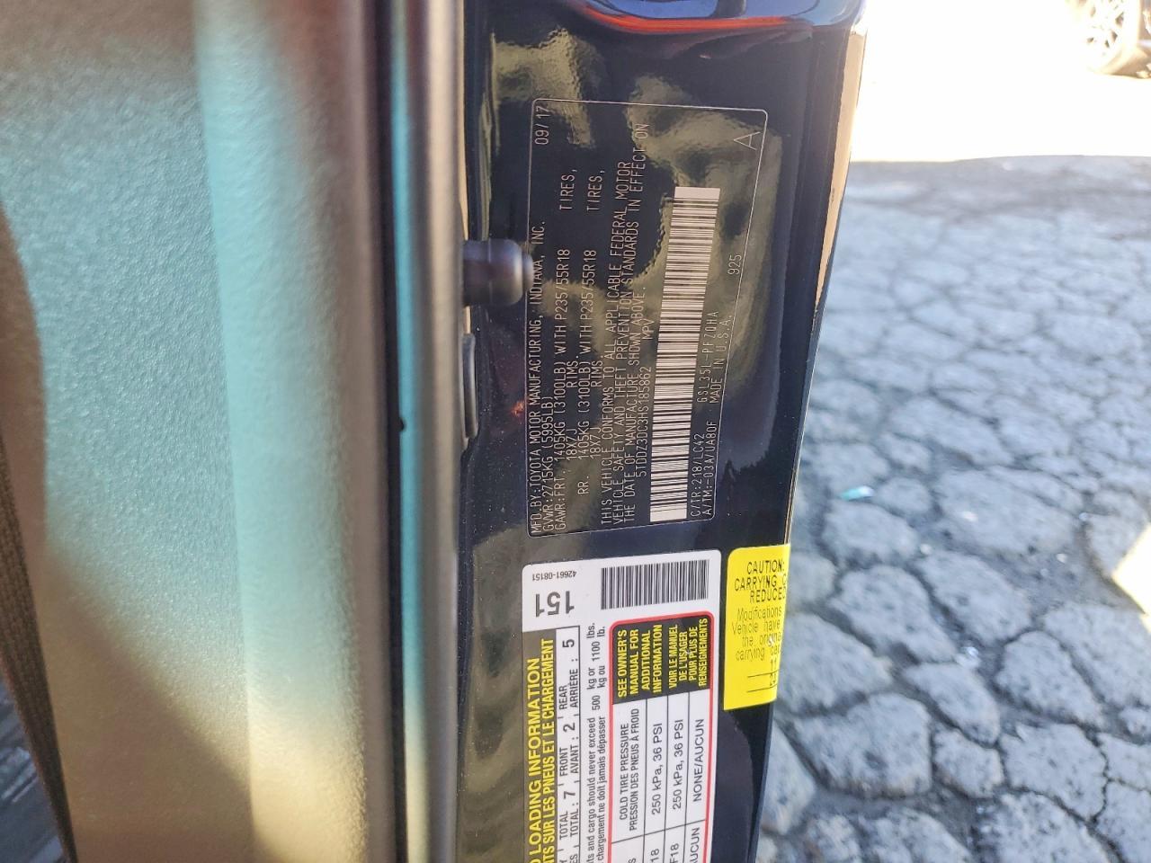 2017 TOYOTA SIENNA