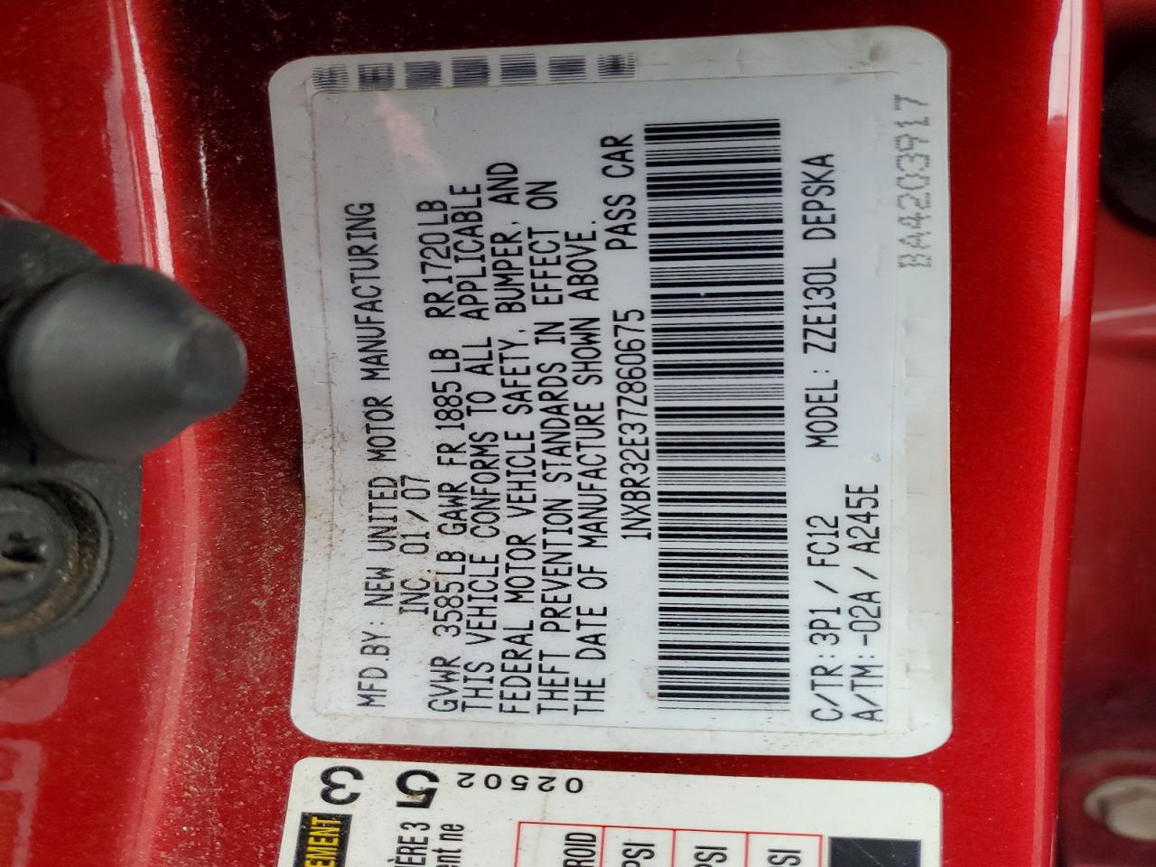 2007 TOYOTA COROLLA