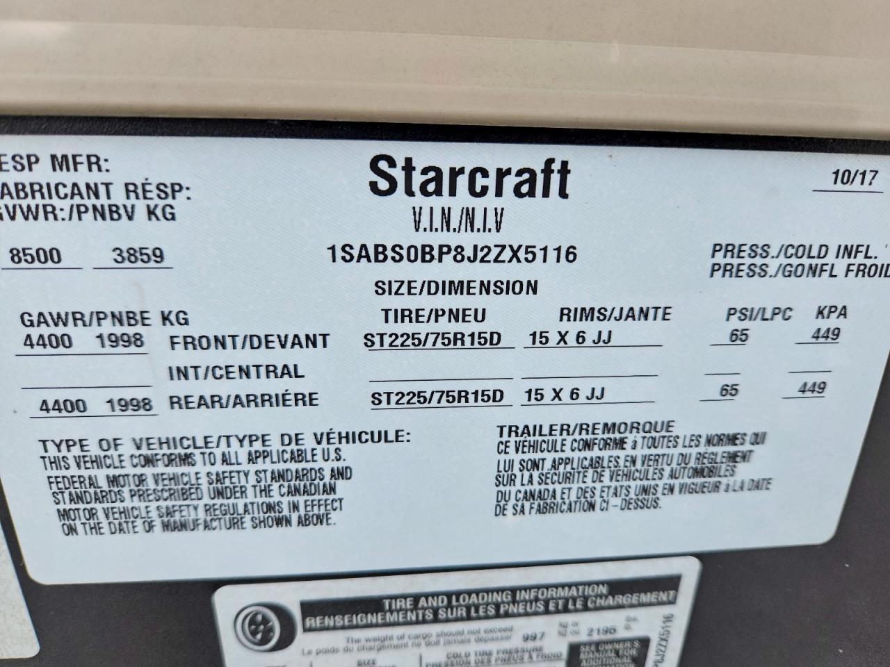 2018 STARCRAFT M-27bhs