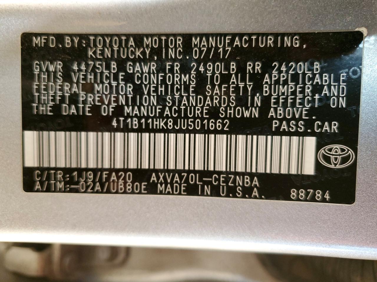2018 TOYOTA CAMRY