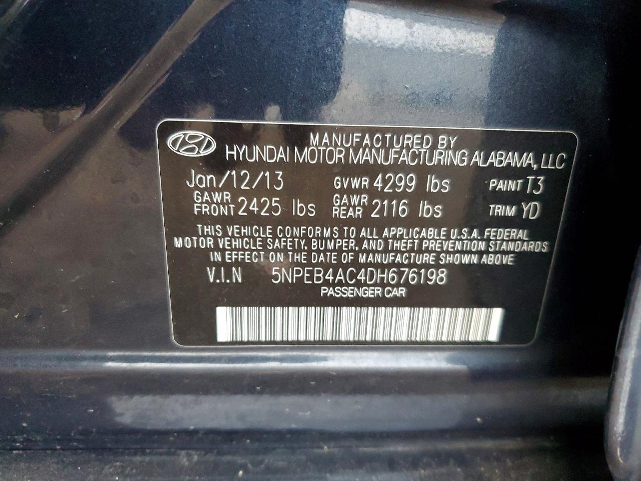 2013 HYUNDAI SONATA