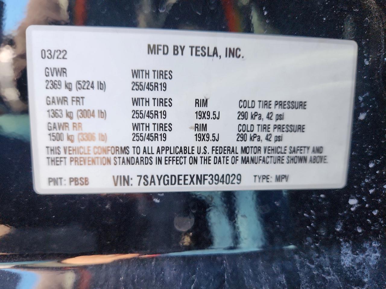 2022 TESLA MODEL Y