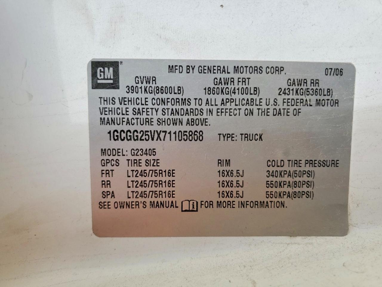 2007 CHEVROLET EXPRESS 2500