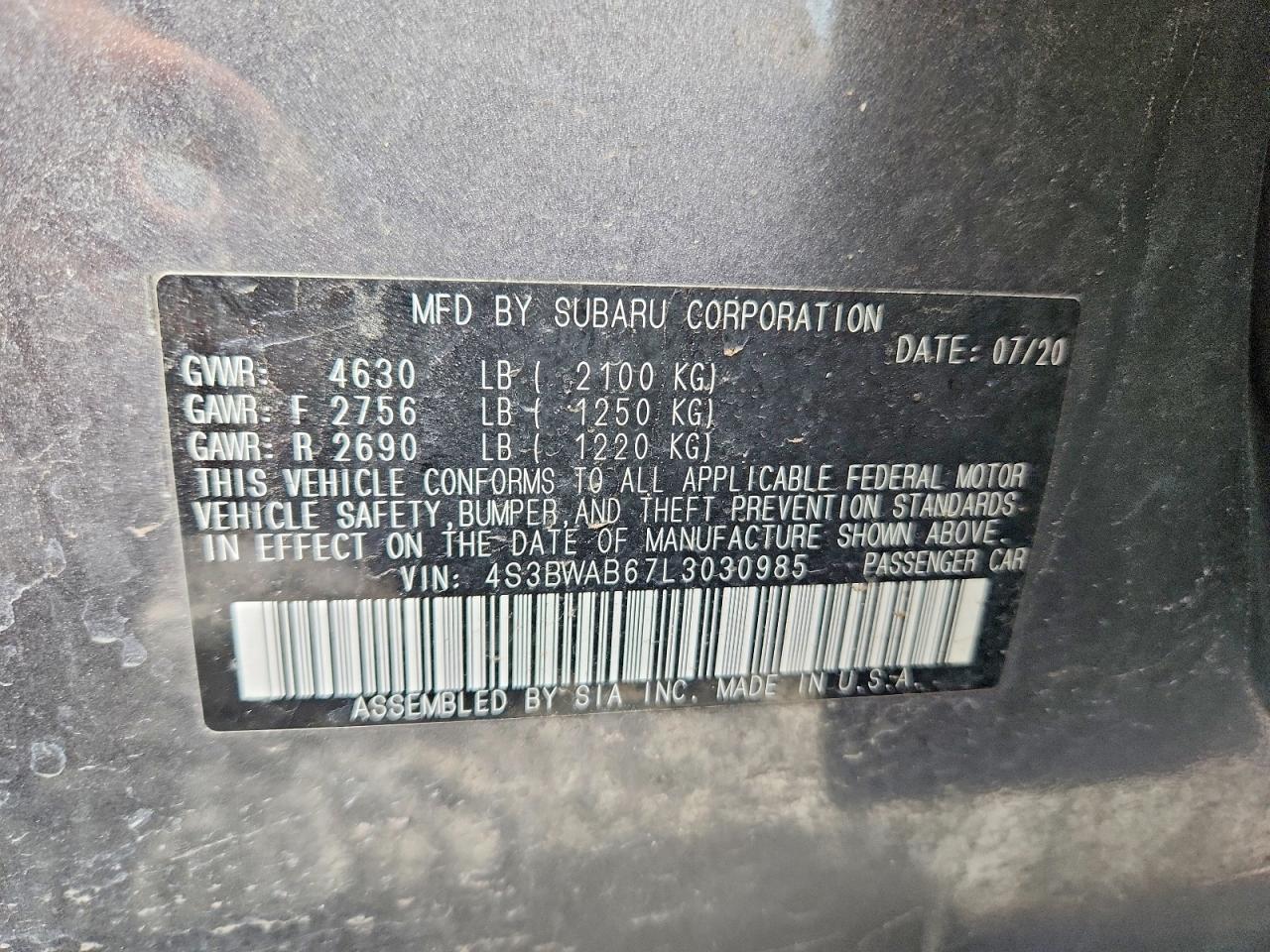 2020 SUBARU Legacy