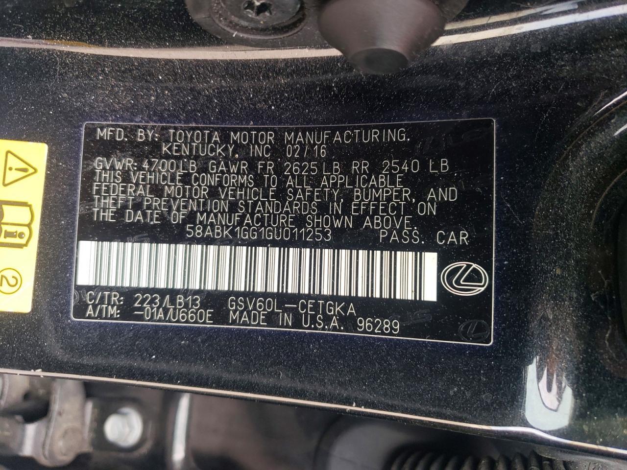 2016 LEXUS ES 350