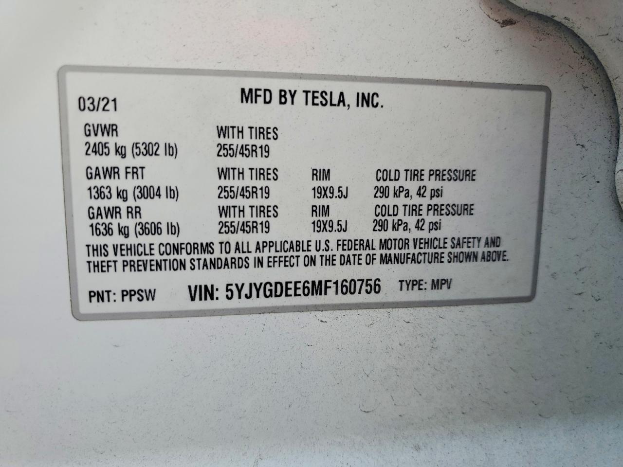 2021 TESLA MODEL Y