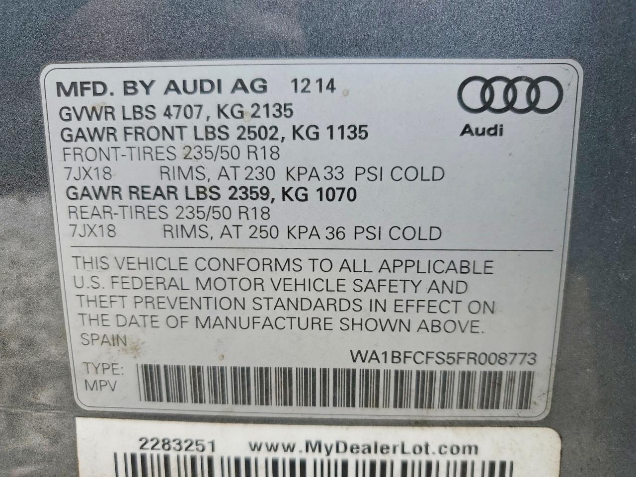 2015 AUDI Q3