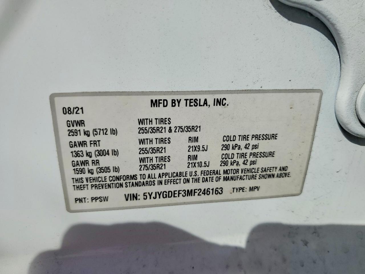 2021 TESLA MODEL Y