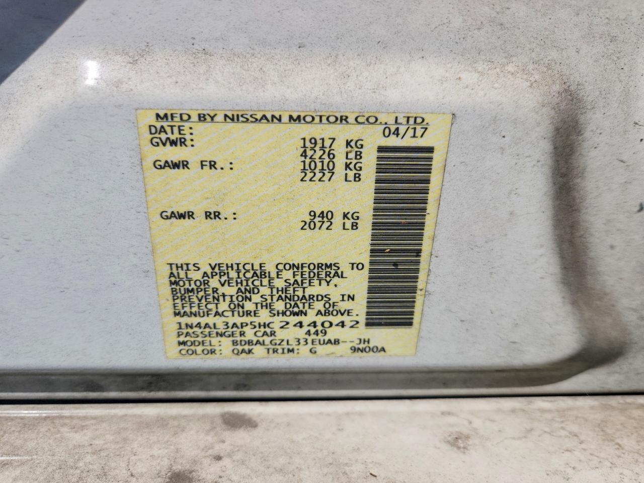 2017 NISSAN ALTIMA