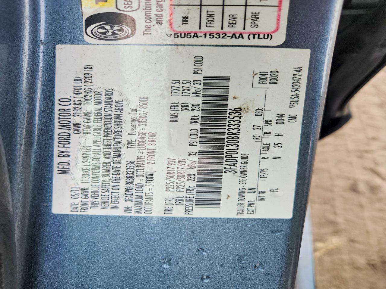 2011 FORD FUSION