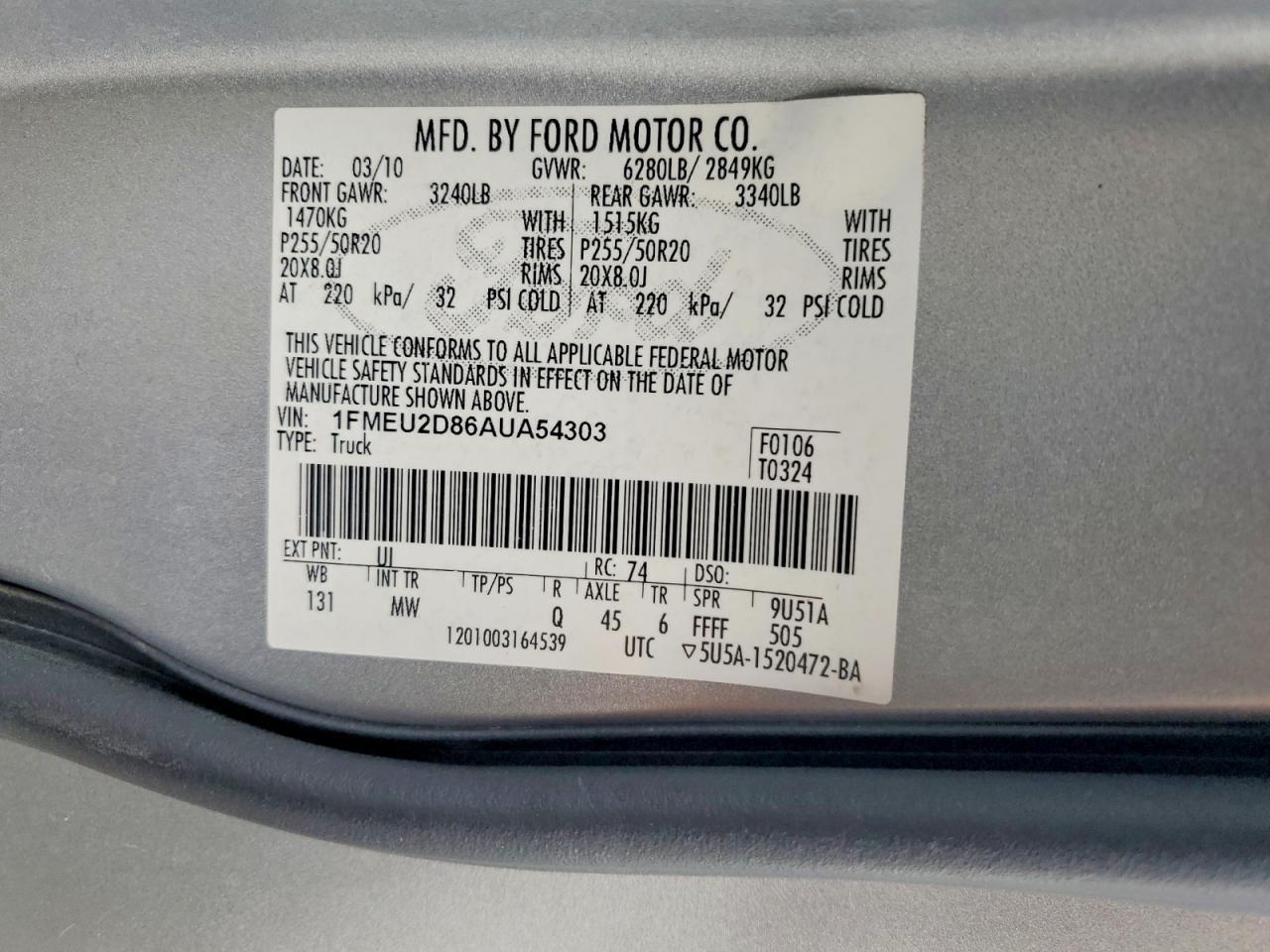 2010 FORD Explorer Sport Trac
