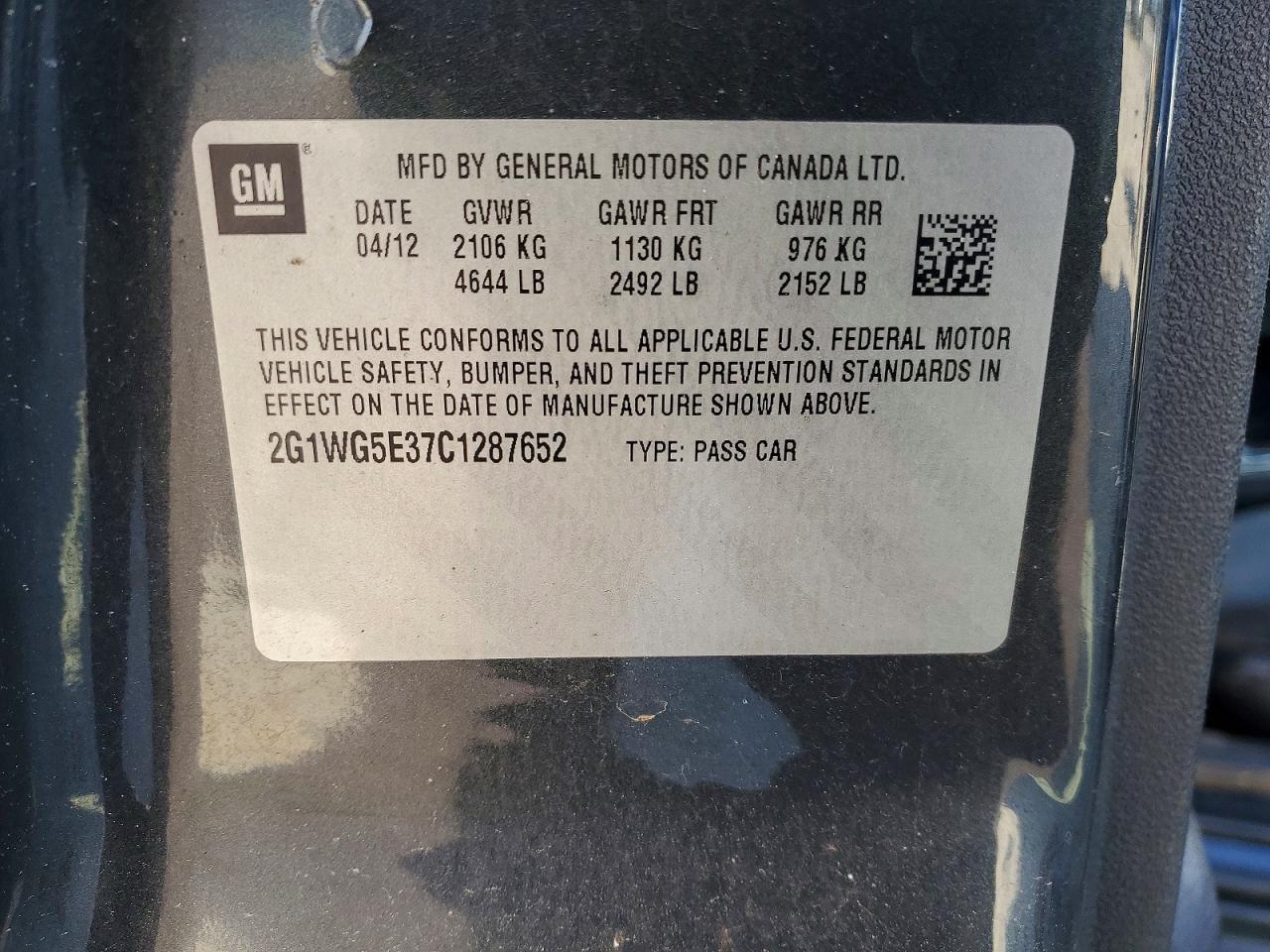 2012 CHEVROLET IMPALA