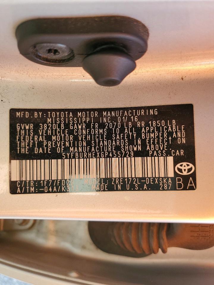2016 TOYOTA COROLLA