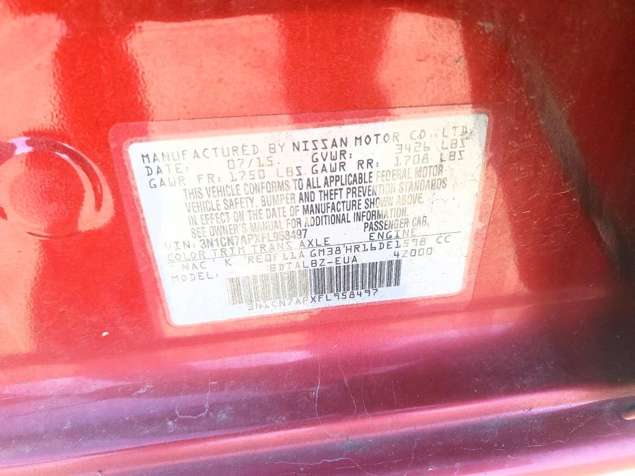 2015 NISSAN VERSA
