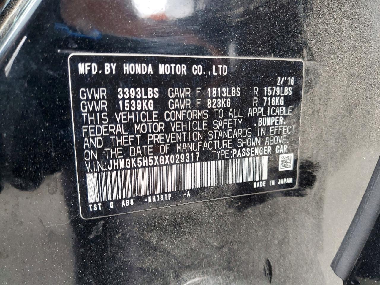 2016 HONDA FIT