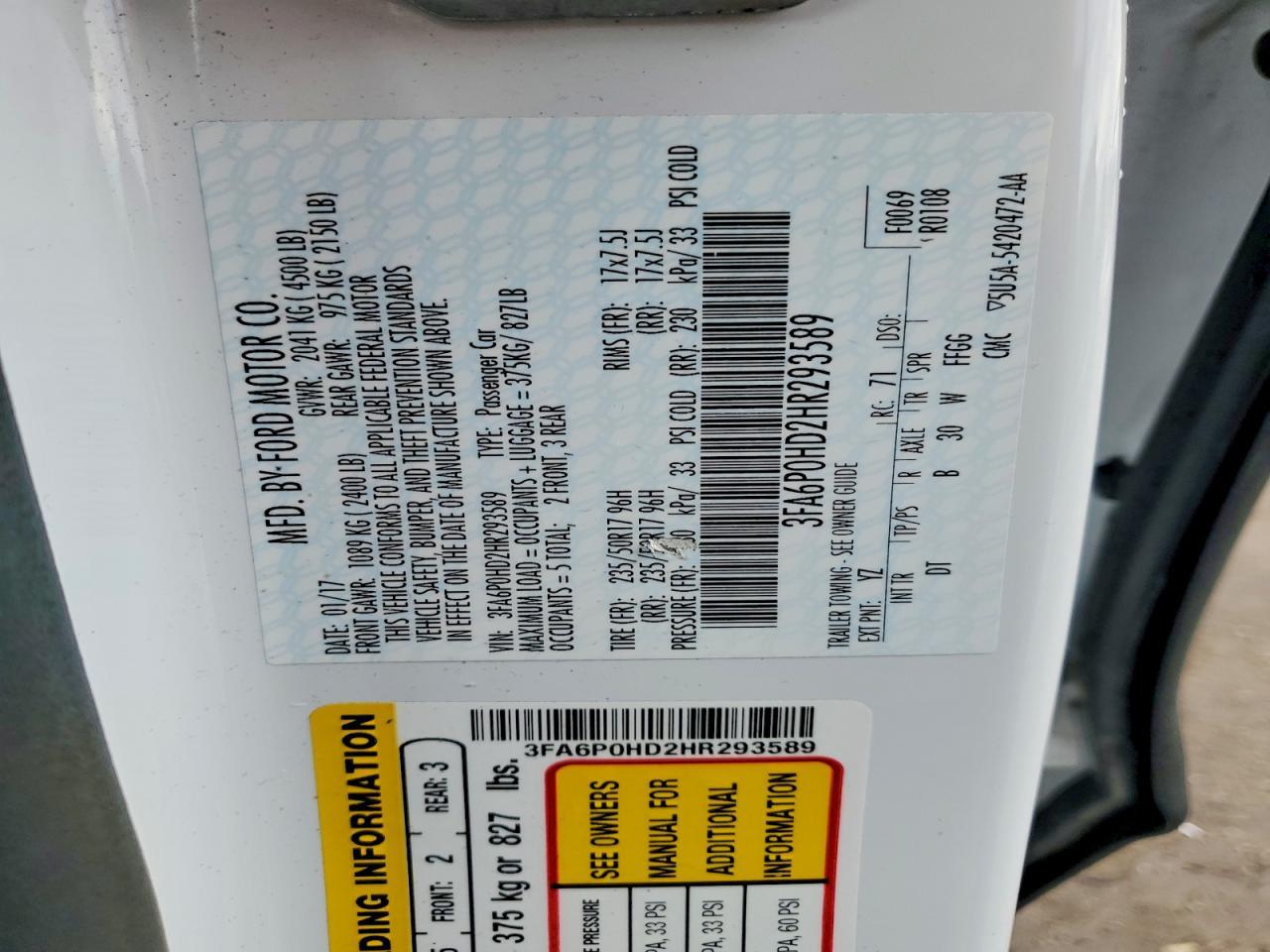 2017 FORD FUSION