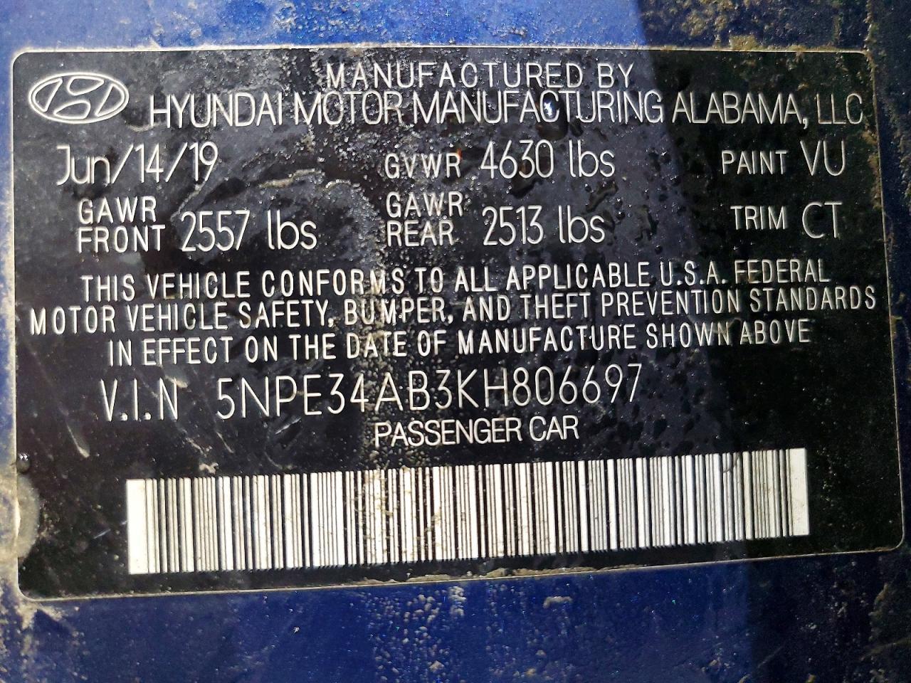 2019 HYUNDAI SONATA