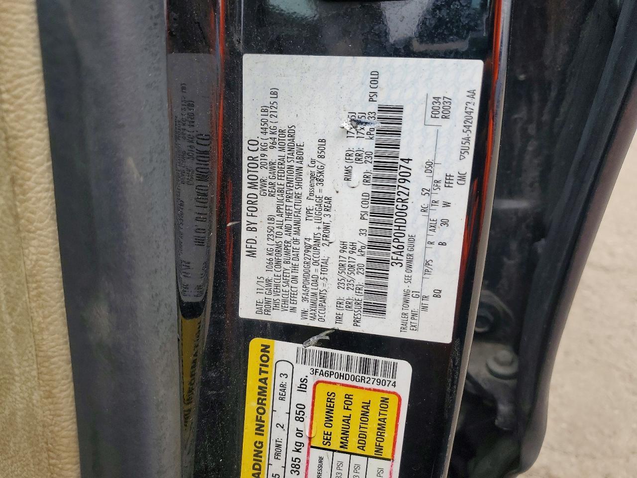 2016 FORD FUSION