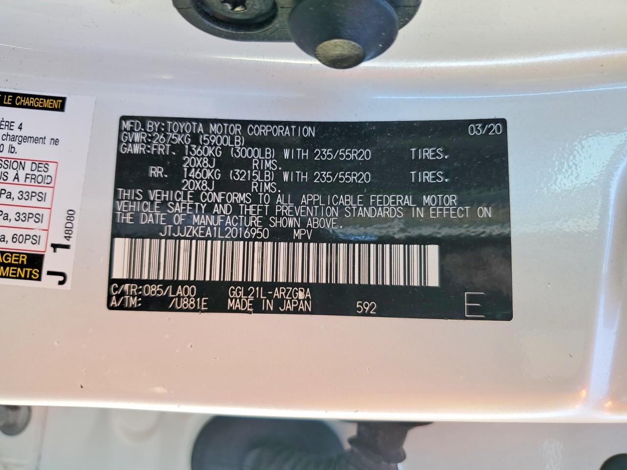 2020 LEXUS RX 350L