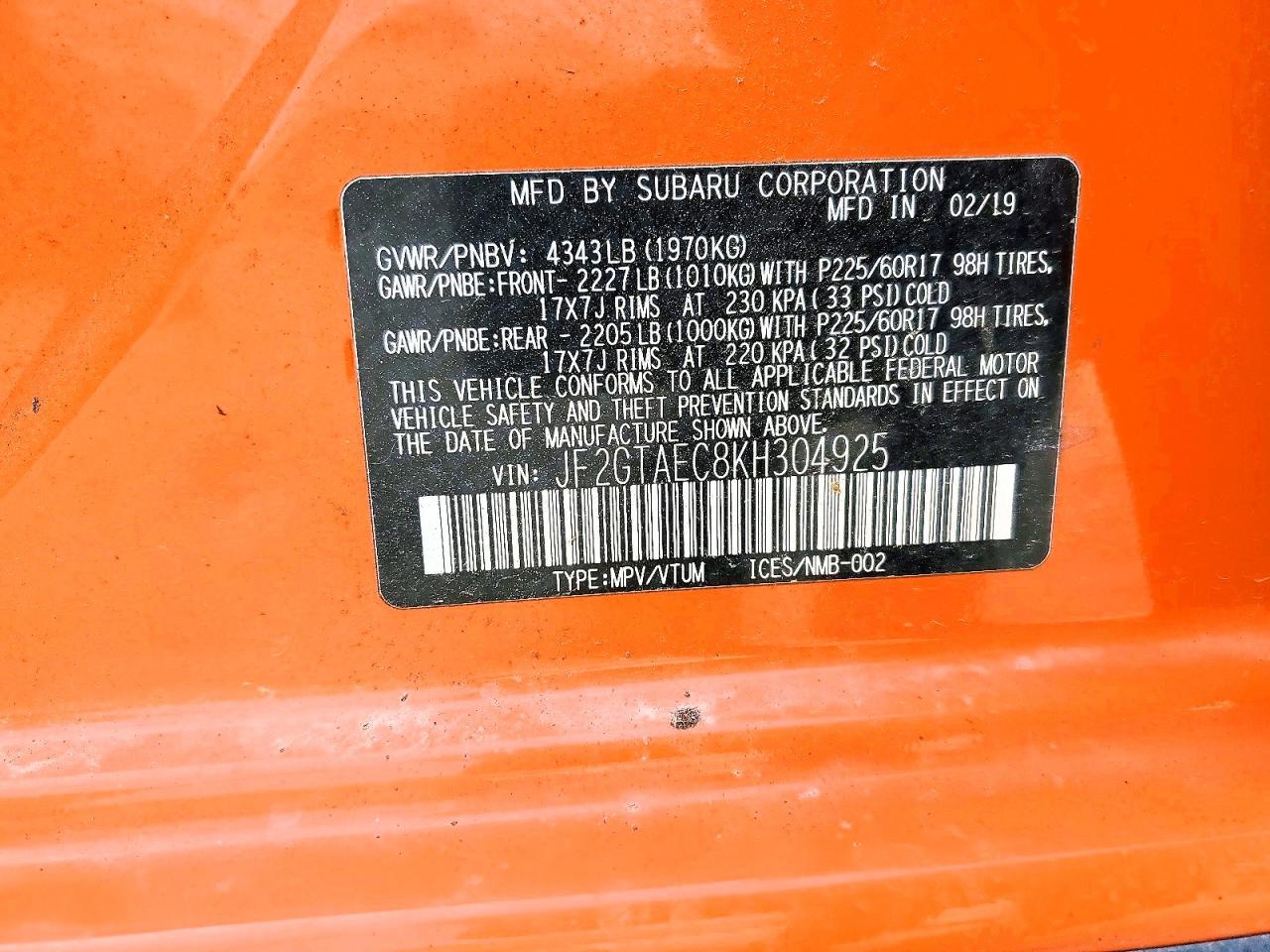 2019 SUBARU Crosstrek