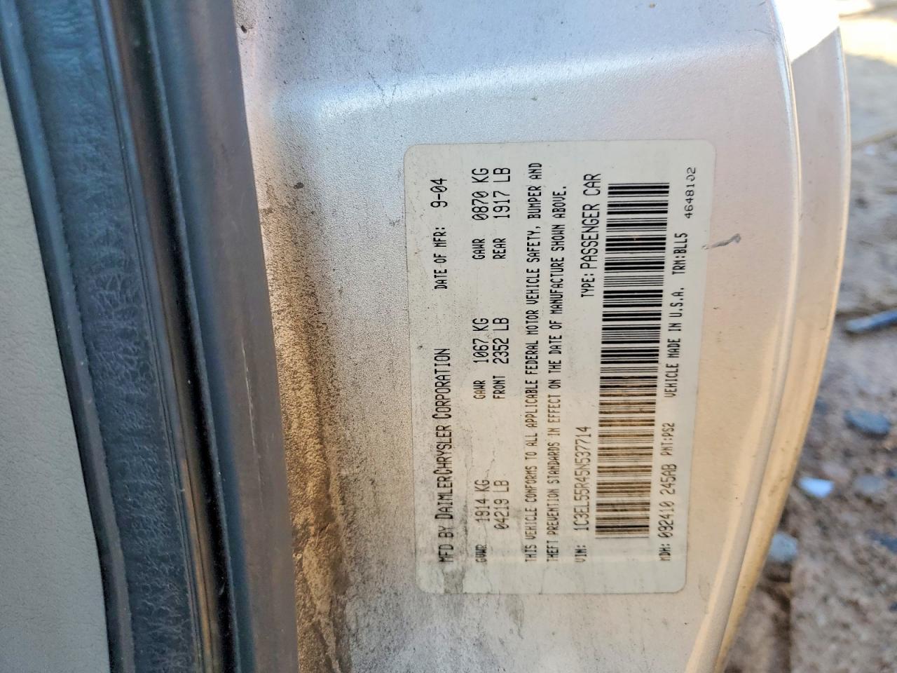 2005 CHRYSLER Sebring