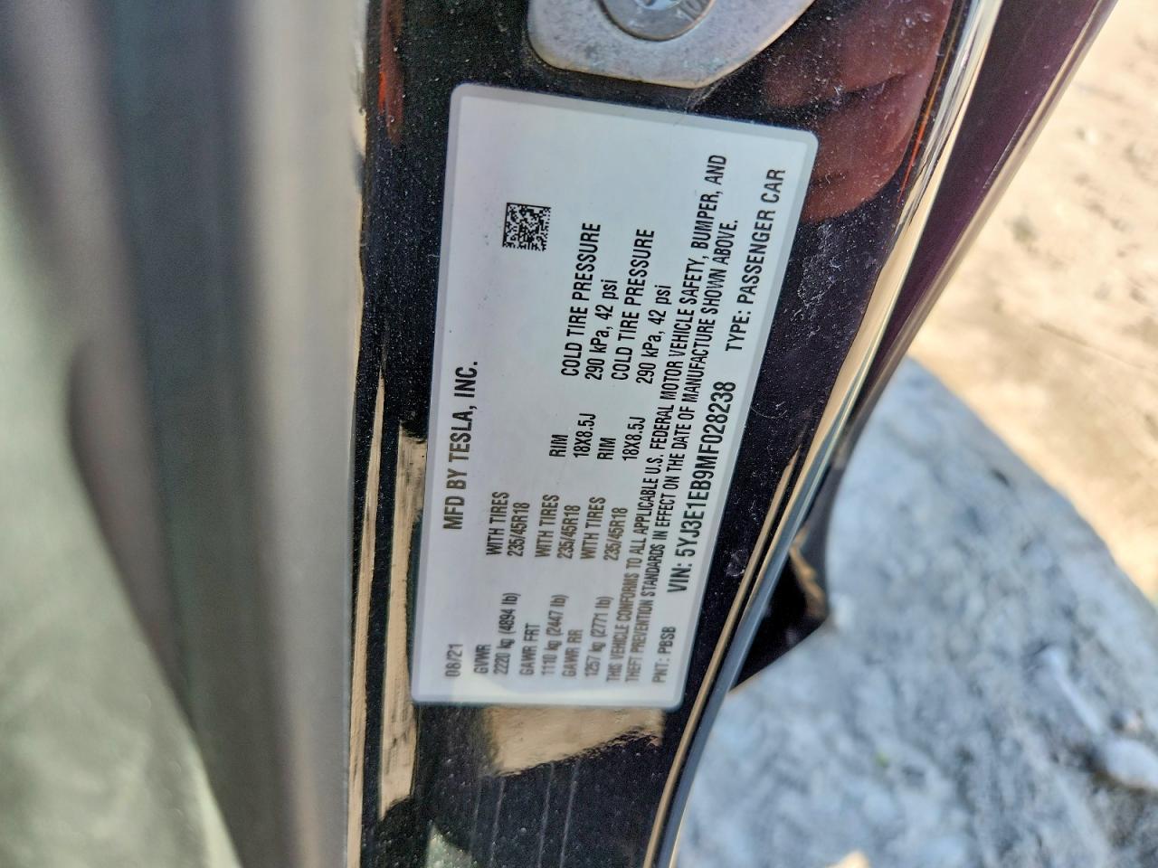 2021 TESLA MODEL 3