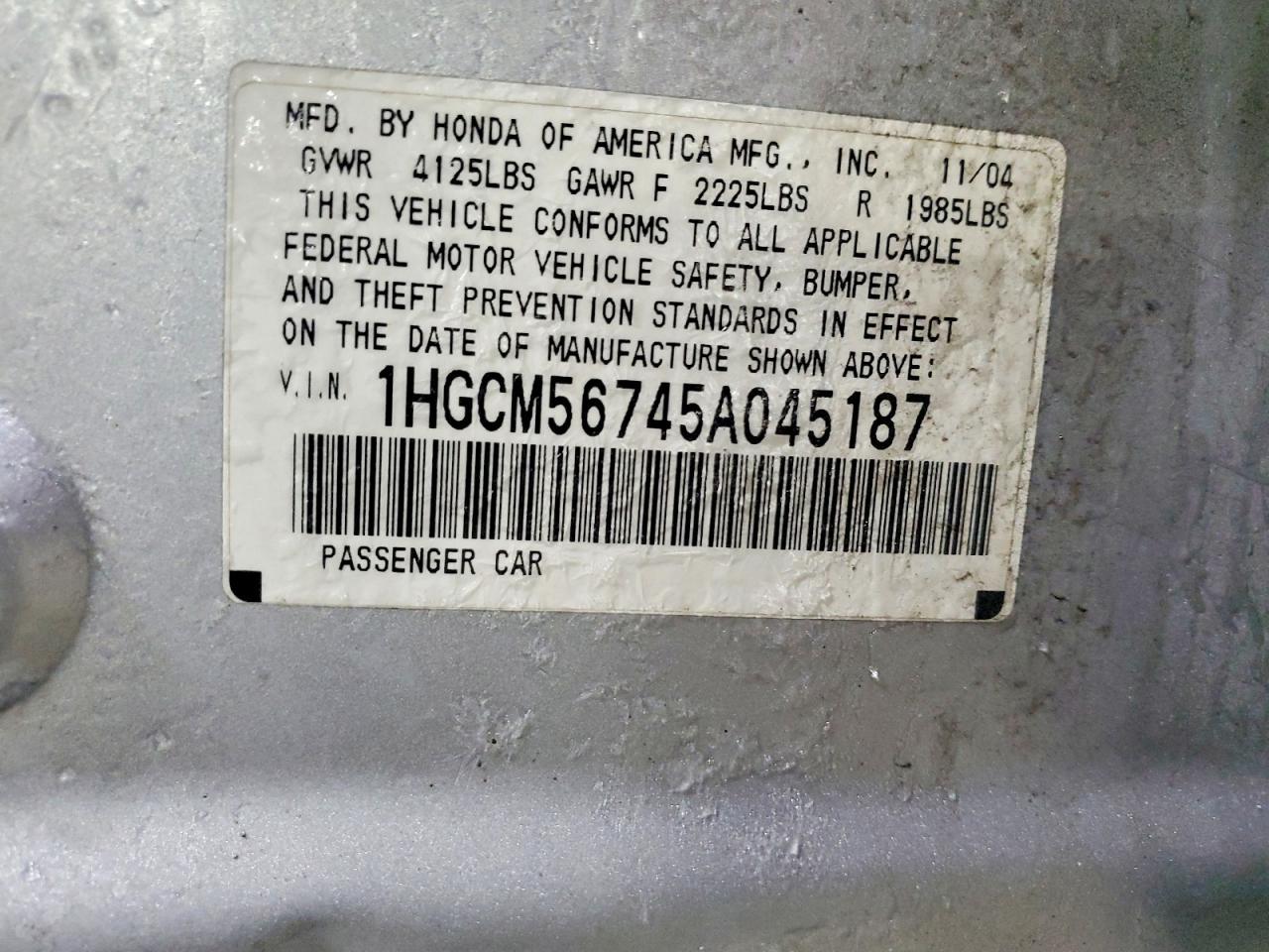 2005 HONDA ACCORD