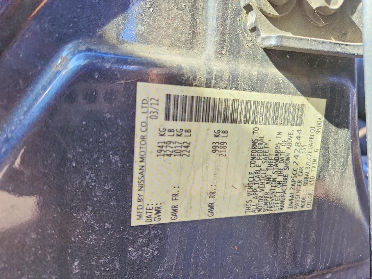 2012 NISSAN ALTIMA