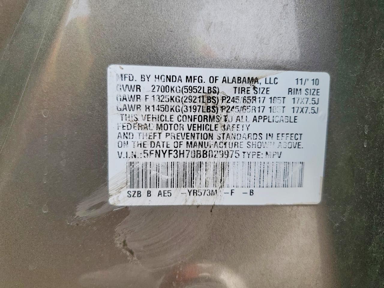 2011 HONDA PILOT
