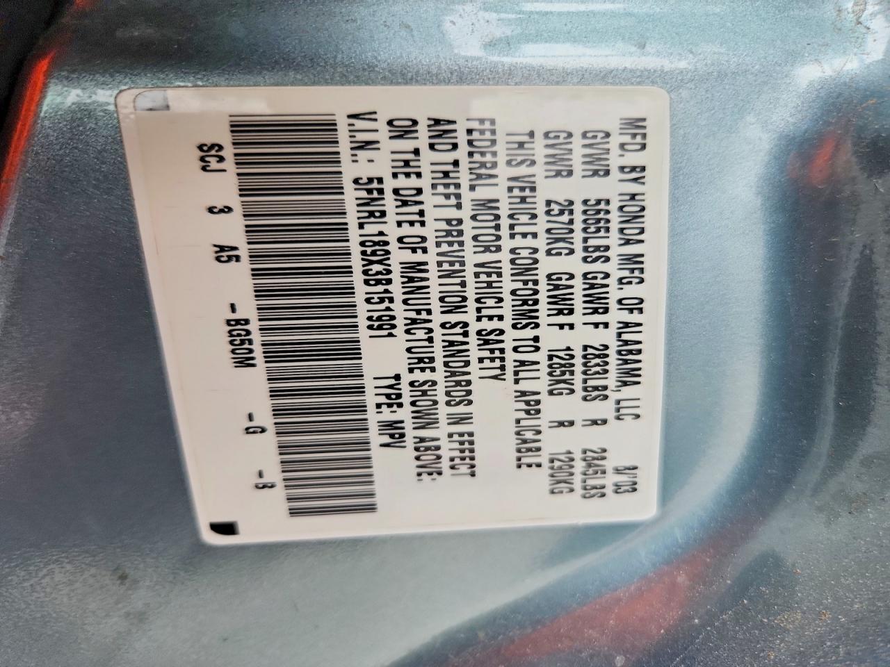 2003 HONDA ODYSSEY