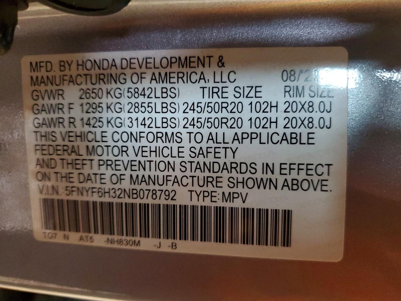2022 HONDA PILOT