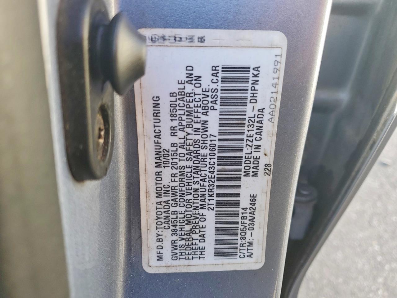 2003 TOYOTA MATRIX