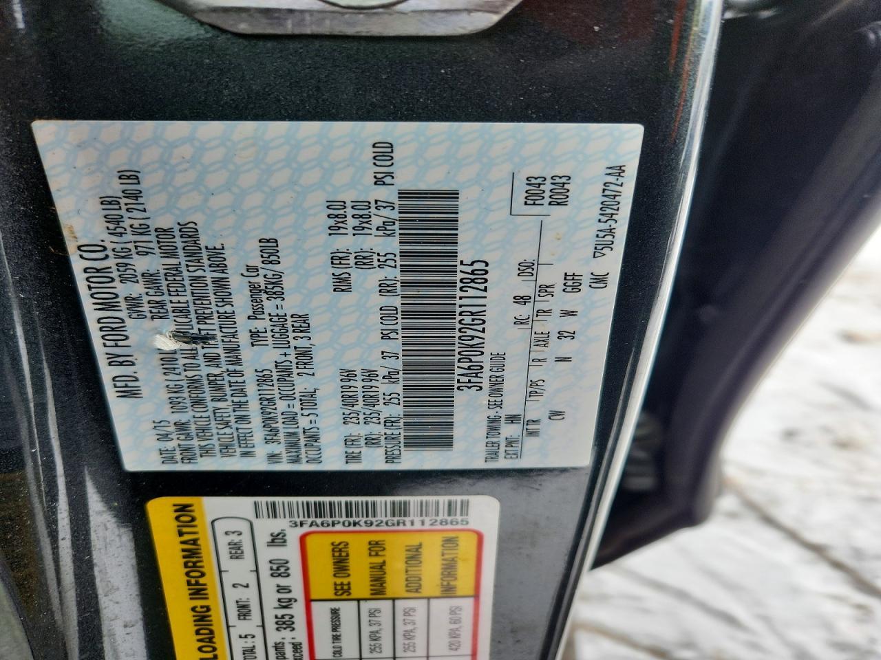 2016 FORD FUSION