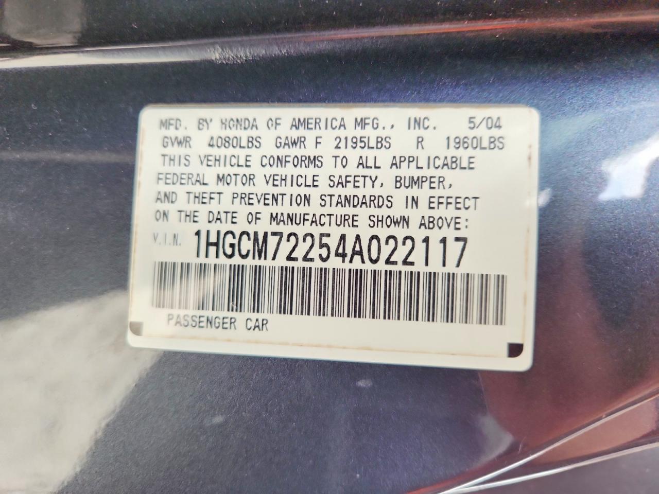 2004 HONDA ACCORD