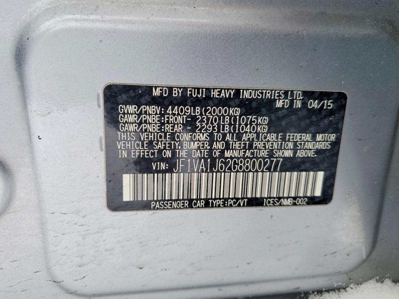 2016 SUBARU WRX