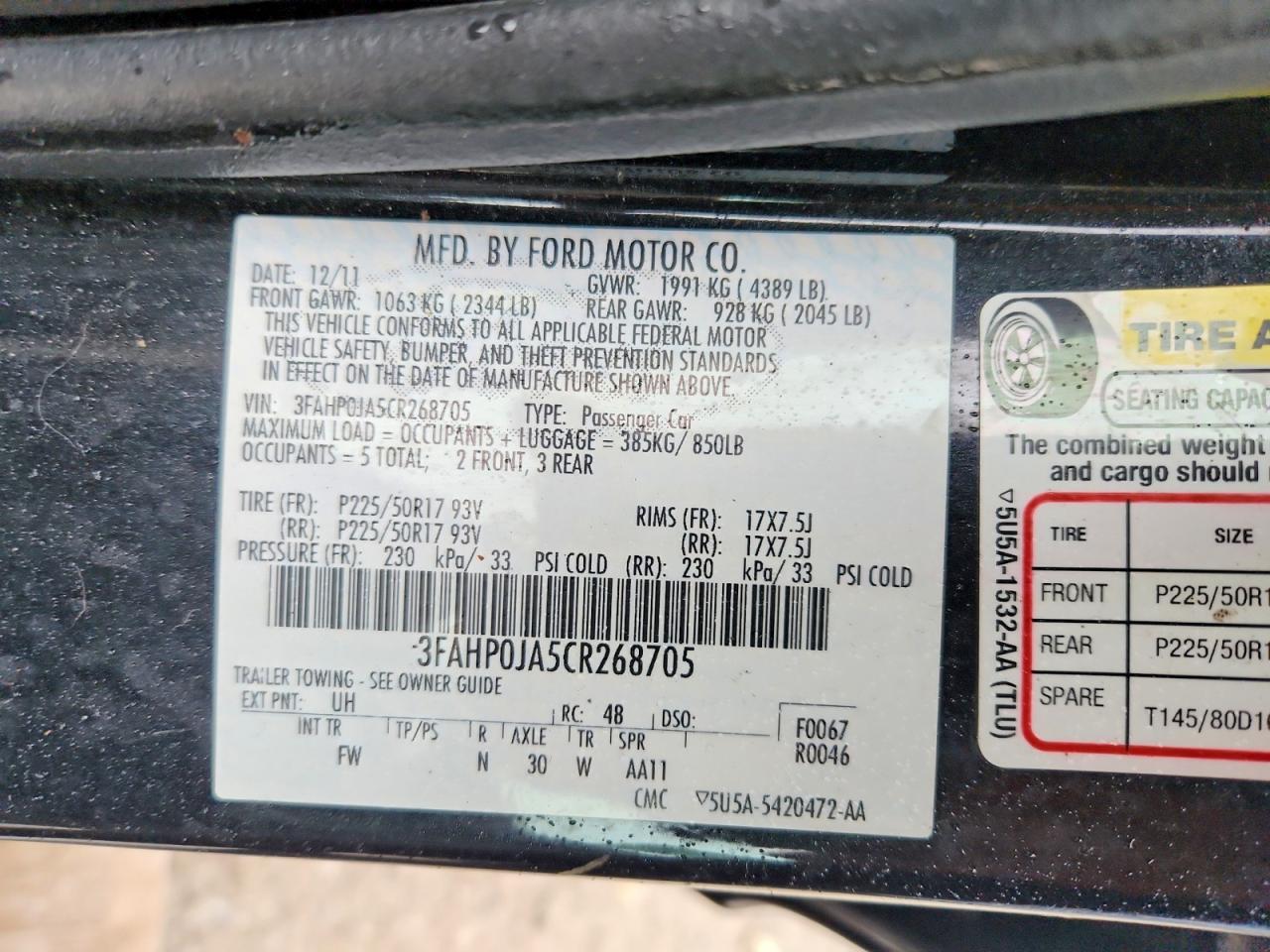 2012 FORD FUSION