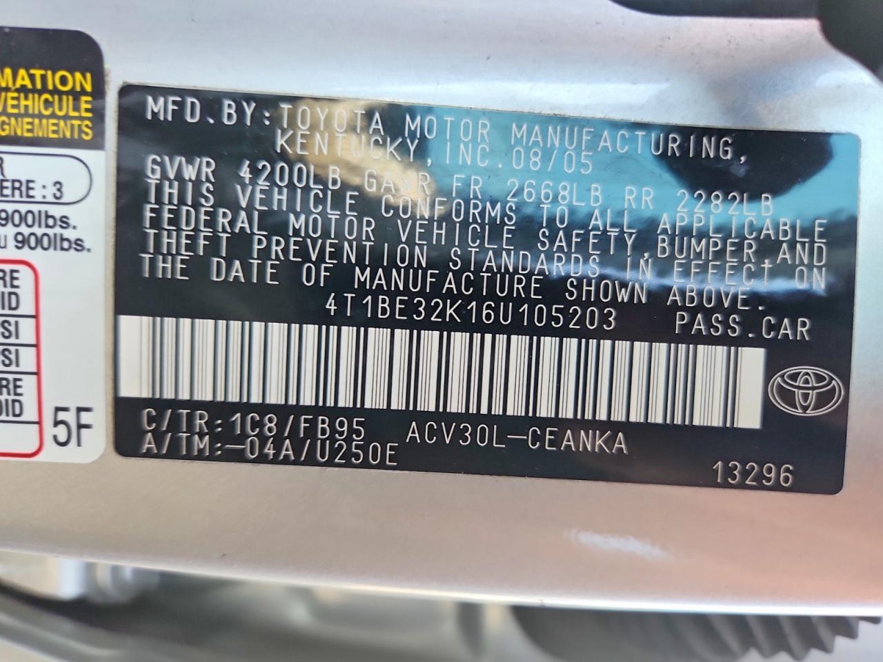 2006 TOYOTA CAMRY