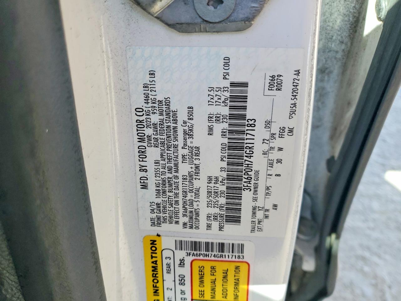 2016 FORD FUSION