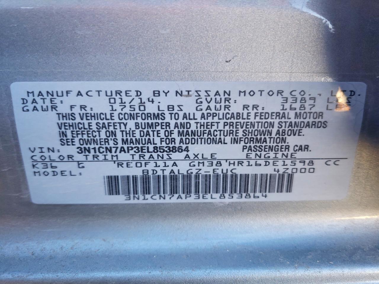 2014 NISSAN VERSA