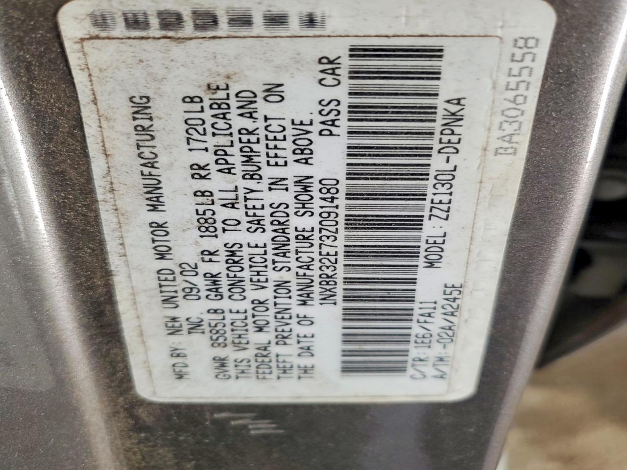 2003 TOYOTA COROLLA