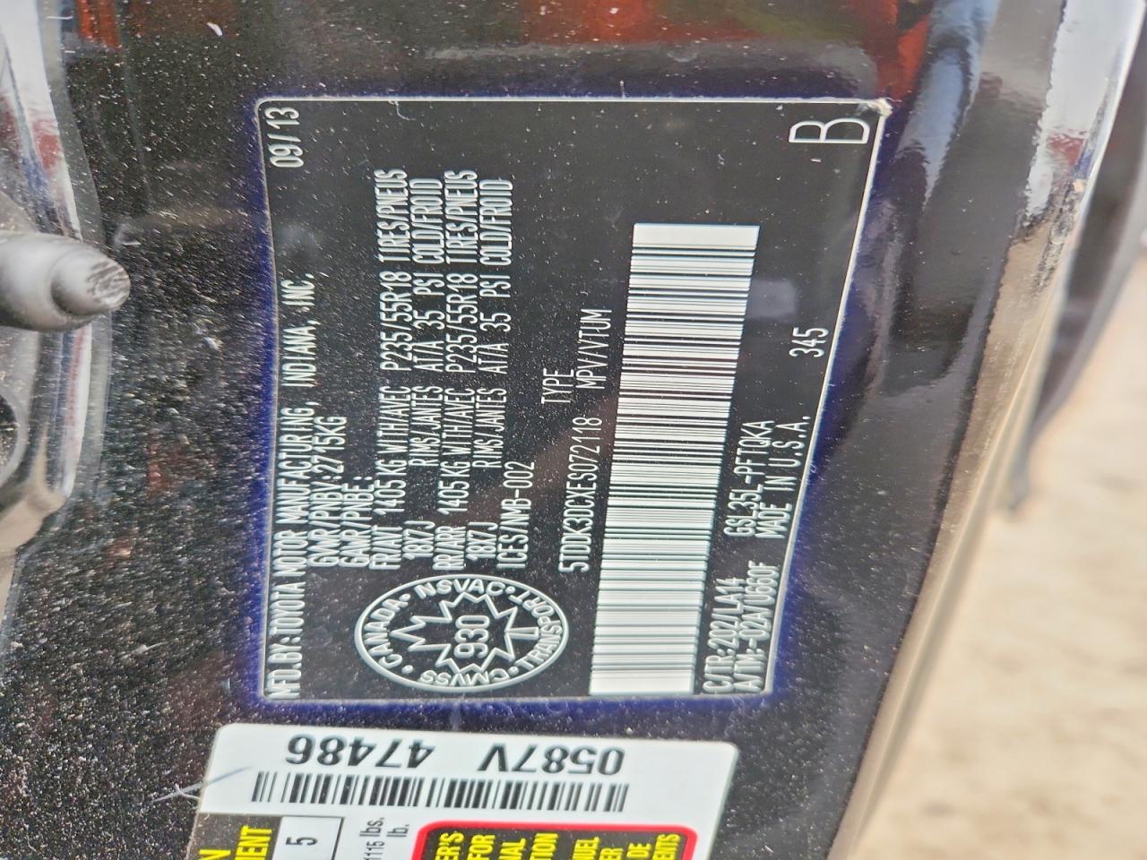 2014 TOYOTA SIENNA
