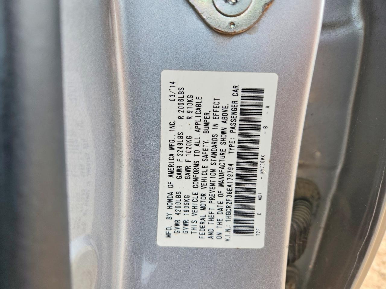 2014 HONDA ACCORD